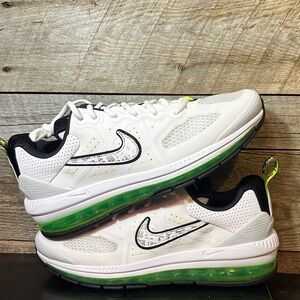 Nike Air Max Genome White and Black Sneakers with Green Sole